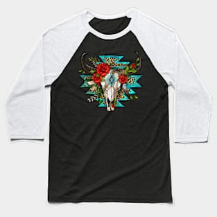 Western rustic cow skull roses Baseball T-Shirt